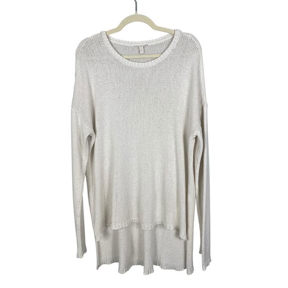 Eileen Fisher Cotton Blend Tunic Sweater Coastal Minimalist Cream Size Large - Picture 1 of 6